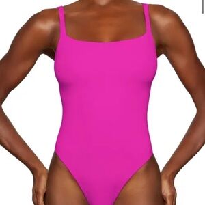 Skims fuscia square neck bodysuit